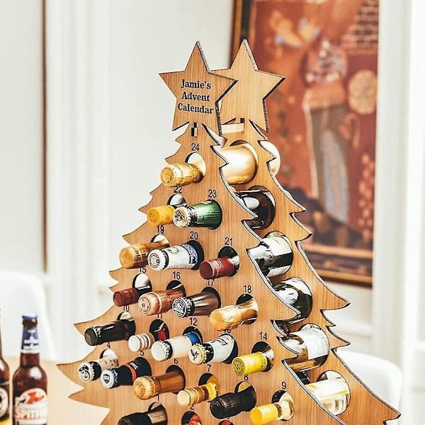 Vin Julekalender til Voksne, Juletræs Vinhylde, Festlig Vinudstilling [JUN]