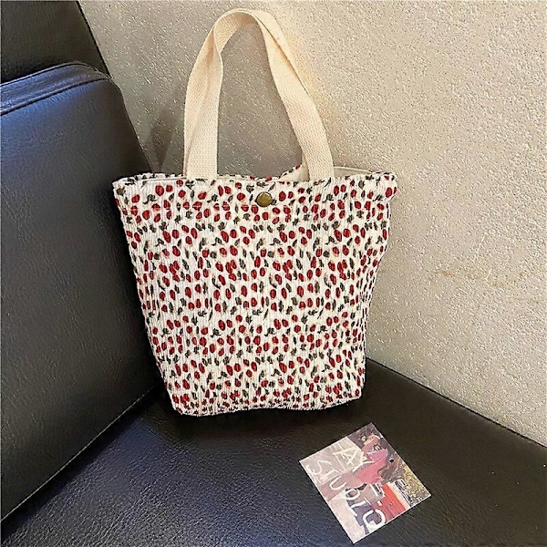 Mini Canvas Tote Vesker for Kvinner 2021 Øko Bomullsstoff Søt Liten Lunsjveske Mote Trykte Håndvesker Barn Stripete Matpose Pakke Lunsjbokser & Totes Brown