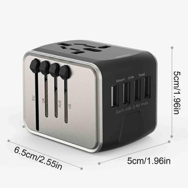 Universal reseadapter 4USB-portar 3.0A Typ-C snabbladdning Grön