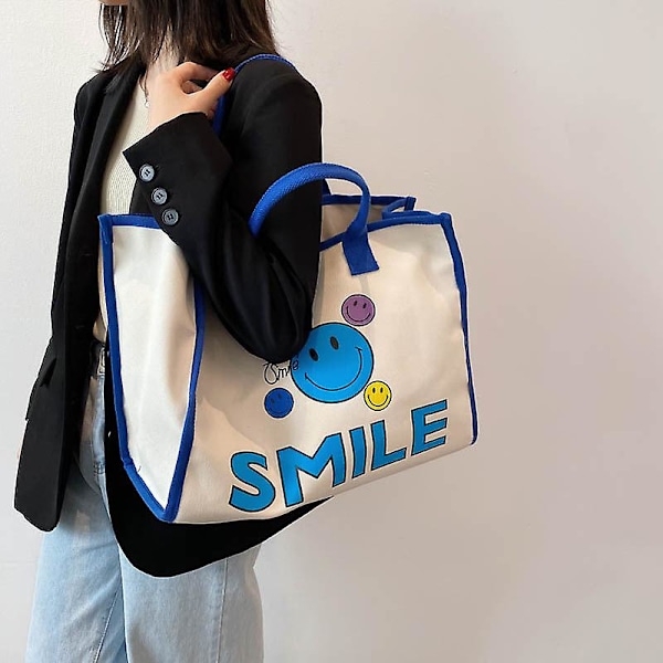 Damevesker 2022 Tegneserie Bærbar Pendler Skulderveske Tote Bag Blue