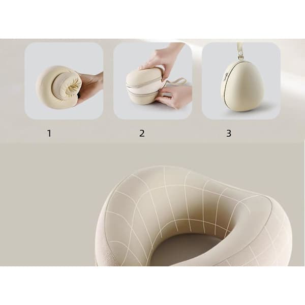 Memory Foam Nakkepude til Rejser – Ergonomisk og kompakt design, egnet til fly, biler og lange ture (grå) grey