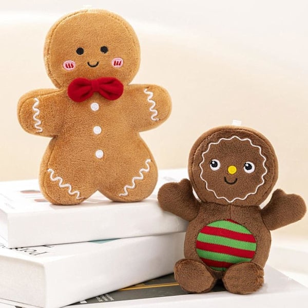 Julplyschdocka Julgran Pepparkaksgubbe Dockkudde Mjuk Soffa Kudde Ornament Fluffig Fylld Djurkudde Leksak Semesterfest Glad f