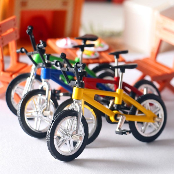 Miniature mountainbike-cykelmodel Udendørs dukkehus-tilbehør Børne-diy-legetøj Blue