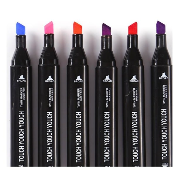 40-Pack - Markeringspenne med etui - Dobbeltsidet - Penne flerfarvede