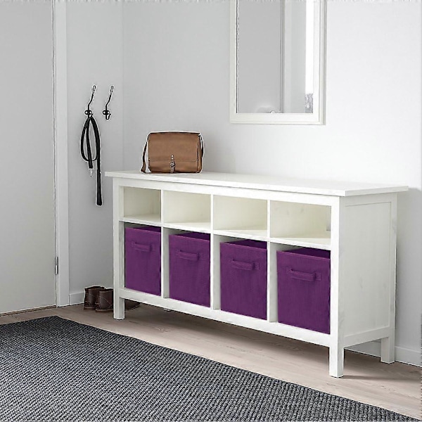 Opbevaringsboks, 2 foldbare opbevaringskasser lavet af stof i kubeform Beige Purple 6 Set