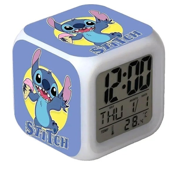 Stitch Disney Anime Väckarklocka Växande Led Färgförändrande Digital Ljus Pvc Söta Seriefigurer Lilo&stitch Leksaker för Barn Födelsedagspresent 21