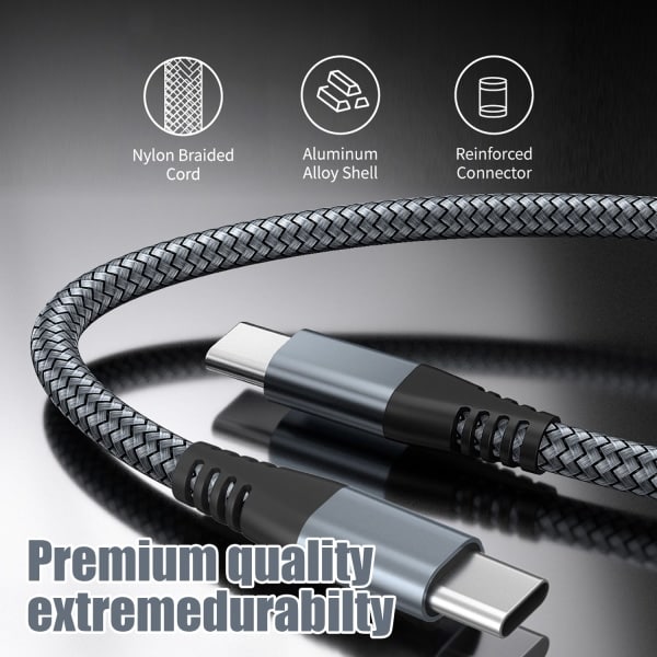 INF USB-C laddningskabel 60 W snabbladdning Grå 1 m 1 m