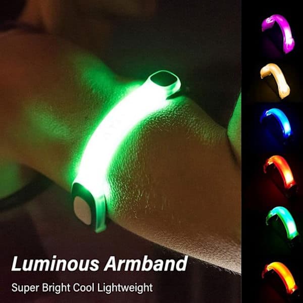LED-armbånd - Grønn - 2 utskiftbare batterier - 3 lysmoduser - Justerbar borrelås