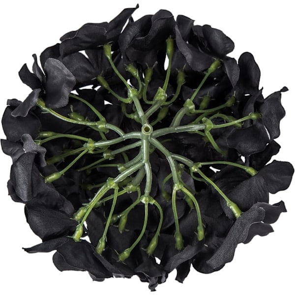 Silke Hortensia Hoder Kunstige Blomsterhoder med Stilker for Hjemme Bryllup Dekor, 10 Pakk (Svart)