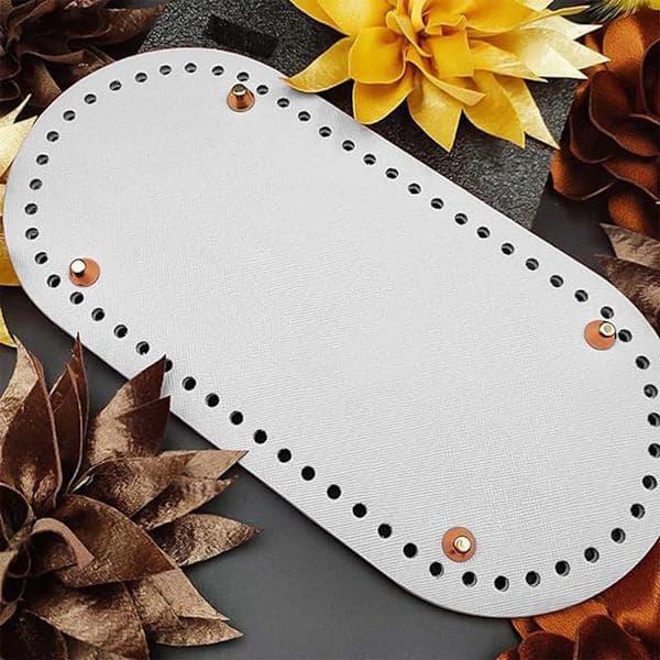 Virka Väska Bas 4 Delar Oval PU Läder 22x10 Cm Virkad Oval PU Väska Bas Med Hål DIY Tillbehör för Virkade Väskor Handväskor Axelväskor