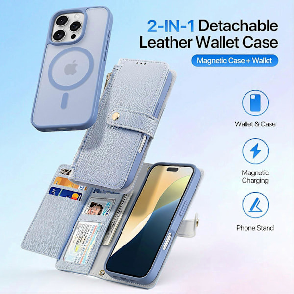 DUX DUCIS Lawa -sarja iPhone 16 Pro Max -puhelimelle Magneettinen suojakotelo Nahkaa Irrotettava puhelinkuori Multicolor Style C