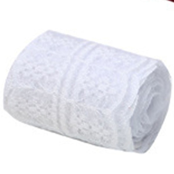 10 m pitsinauharulla, 4,5 cm leveä, ei-elastinen, värikäs pitsi, DIY-kirjontakoriste ompeluun White