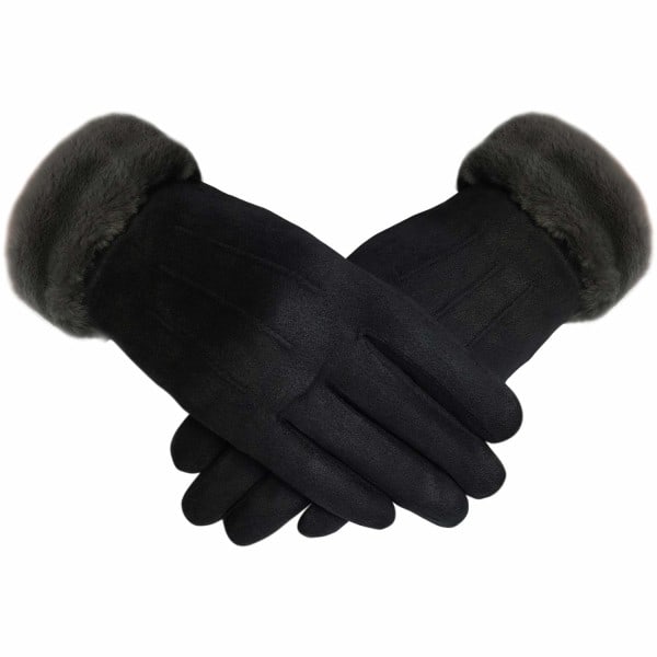 Elegante vinterhansker i mykt, kunstig skinn for kvinner - varme og koselige med mykt fôr og kunstig pelsmanchetter