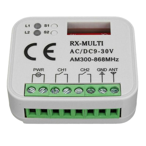Garasjeport Fjernkontrollmottaker 433 868MHz MULTI 300-900MHZ AC/DC 9-30V Mottaker med Fjernkontroll