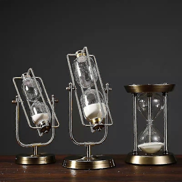 15/30/60min Kreativ Metall Timglas Sand Timer Europeisk Retro Kontor Bokhylla Studierum Ornament Dekoration Sandklocka Timer (60min,)