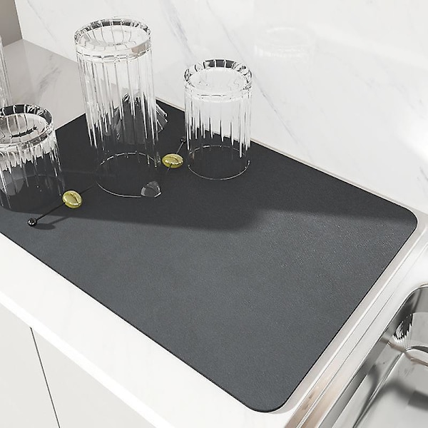 Avrenningsmatte, Superabsorberende Kjøkkenvask Avrenningsmatte, Hurtig Tørkende Oppvaskstativmatte, Antislipp Avrenningsmatte For Kjøkkenbenk Dark Gray 70*80cm