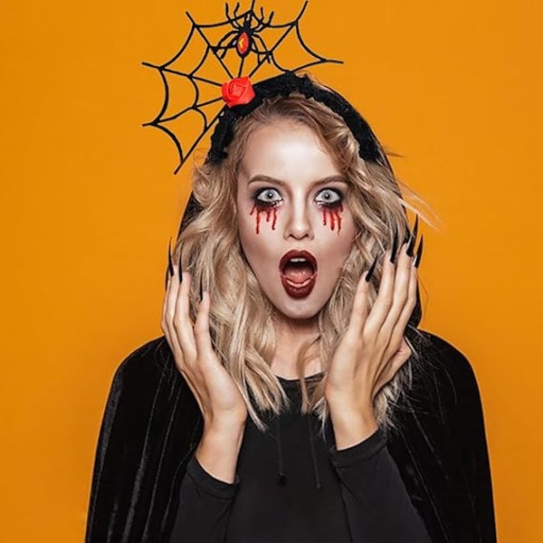 Rød Halloween edderkoppespind hårbøjle cosplay maskeret edderkop pandebånd