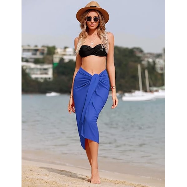 Strandkjole til kvinder, stranddækken, chiffon sarong, bikini cover up til badetøj, langt tørklæde, wrap, halv strand pareos til sommer Navy Blue