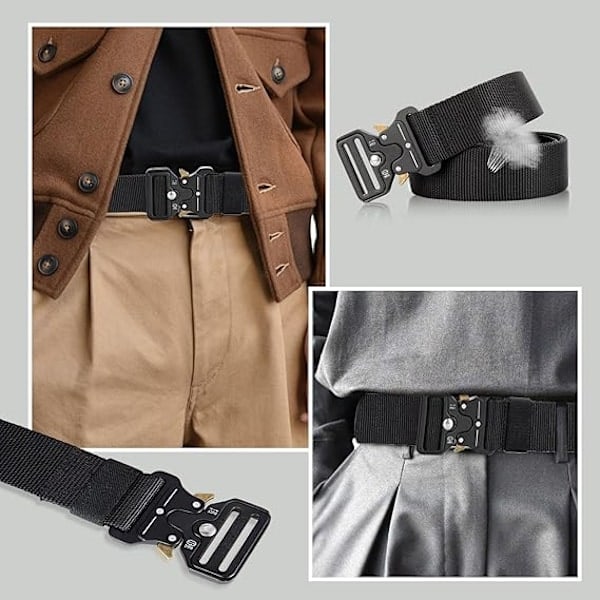 Taktisk Bälte, Canvas Militärbälte, Militär Taktiskt Bälte Svart, Nylon Arbetsbälte, Militär Stil H