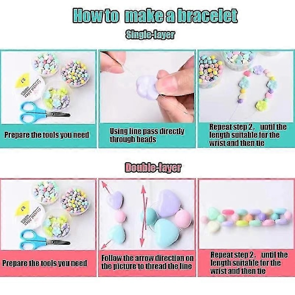 Trådperler, DIY Armbånd Små Gaver Til Børn, Håndværkskit Børn 4 År, Lille Pige Gave 5-10 År Halskæder Håndværk, Trådperler Børn C