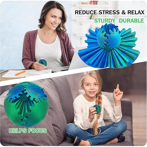 Innovativ 3D-tryckt Växelkula Rotationsleksak Intellektuell Leksak för Barn Rotationsväxelkulsmodell Dekorationer Hetaste Fidget-föremålet lasergreenblue 8cm