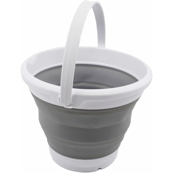 Sammenleggbar bøtte (hvit/grå, 5,5L - rund)