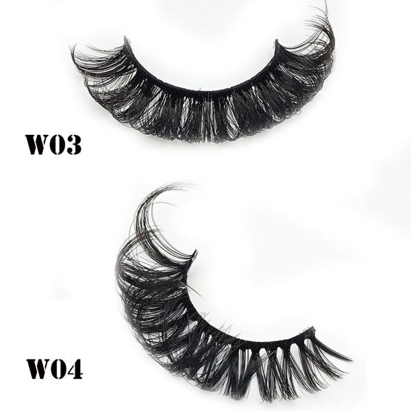 10 par ryska volym DD Curl Faux Mink falska ögonfransar W03