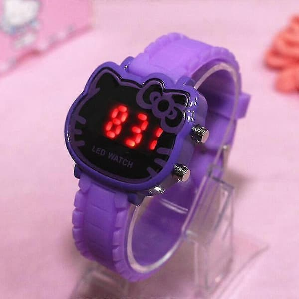 Vanntett Multifunksjonell Mote Led Digital Barneklokke Kitty Form Gave Til Blue