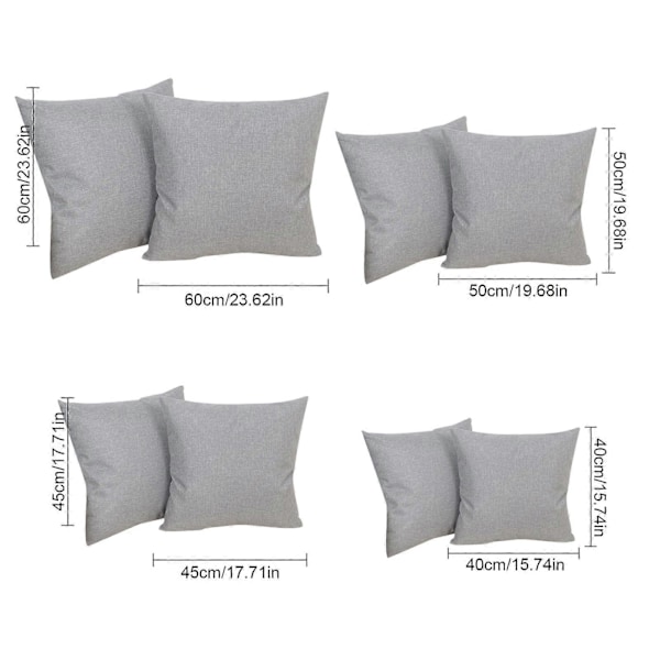 Putevar i lin-look for hjemmet, dekorative, til sofa, soverom, bil, med glidelås Gray 50*50cm