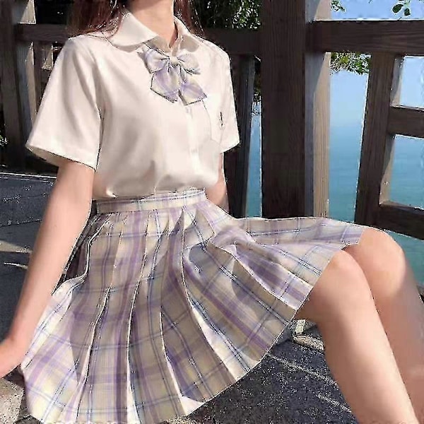 Jk Uniform Komplett Set Broderad Skjorta Plisserad Kjol L Starfield