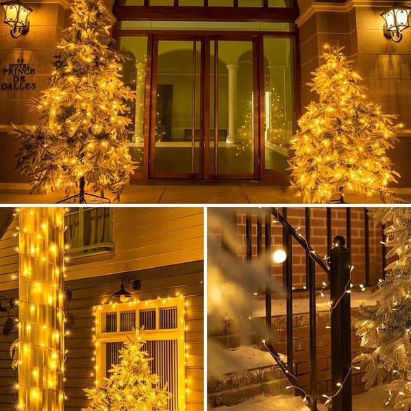 100 LED-lyslenke med batteri og timer - varm hvit