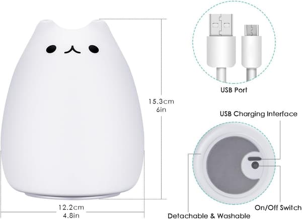 LED Natlampe, Silikon Natlampe til Børn, 8 Lystilstande