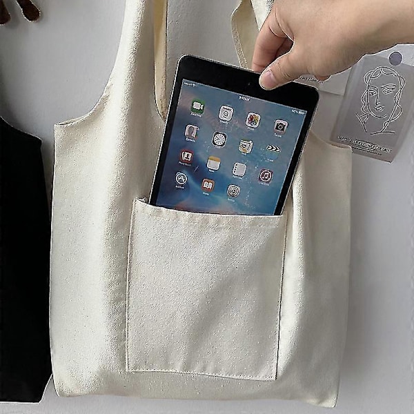 Tomt Canvas Axelväska Dam Handväska Återanvändbar Livsmedelsförvaring Vikbar Vardaglig Tygväska Miljövänliga Shoppingväskor För Kvinnor Sac