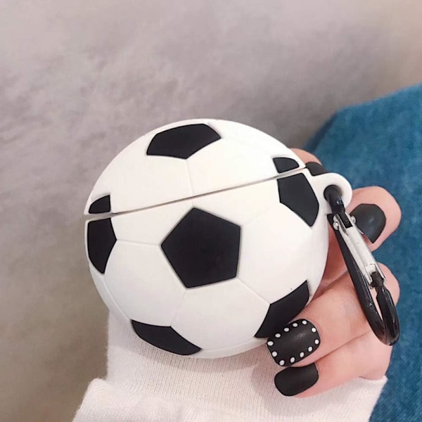 Yhteensopiva jalkapallo Airpods -kotelon kanssa 1/2, lapset teini-ikäiset tytöt pojat silikoninen hauska kawaii söpö sarjakuva 3D suojaava (jalkapallo)