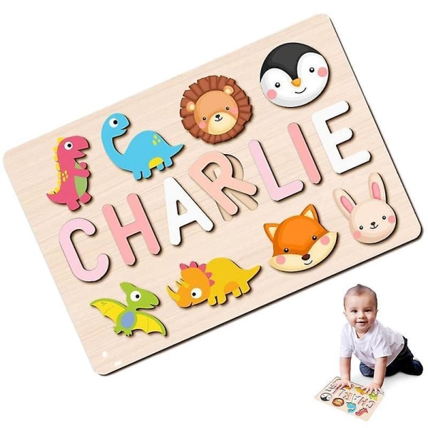 Navnepuslespil Trælegetøj Puslespil med dyr til småbørn Børn Nyhed Dejligt pædagogisk legetøj til 1 år gamle drenge piger småbørn