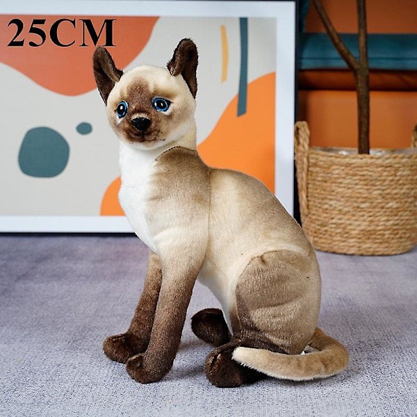 4 Farger 31cm INS Som Ekte Liggende Katt Plysjdukke Fylt Rene Farger Grå Hvit Gul Kattunge Leke Kjæledyr Dyr Barn Gave 25cm sit brown