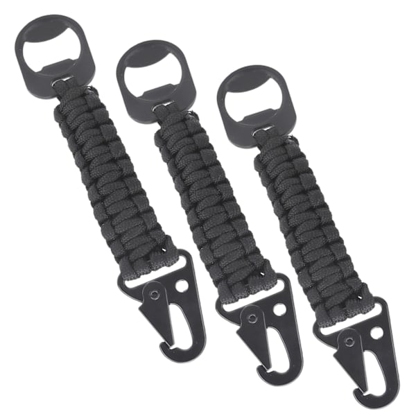 3-pakks multifunksjonell flaskeåpner Paracord Karabinkrok Lanyard Antiskli Utendørs Anheng