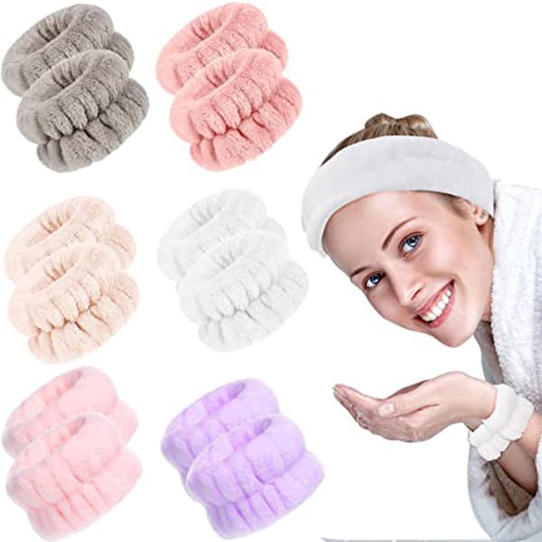 5 Mikrofiber Svedbånd til Håndled, Elastiske Absorberende Armbånd