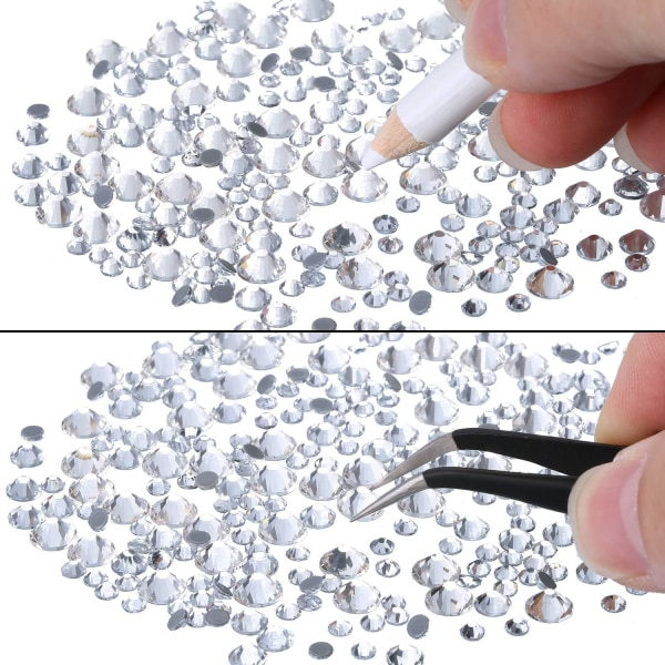 2000 stycken Hot Fix Glas Strass - Kristall Pärlor (Klar)