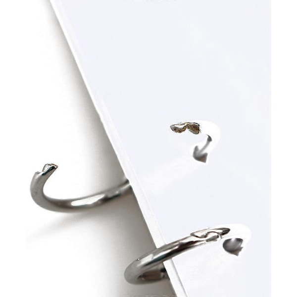 12 stk. Sølv Bogringe, 3 Huller Metal Løse Blade Binder Ringe, Ring Snap Splithængslet