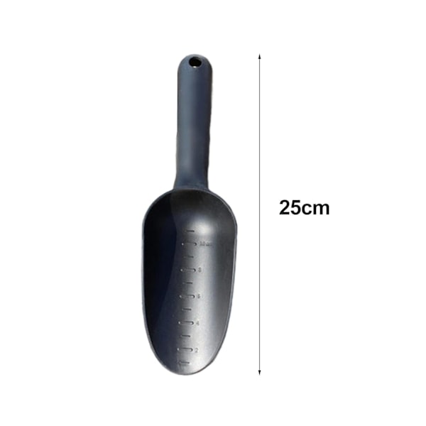 Maan kaivamiseen sopiva kauha, kestävä kahva, mukava ergonomia, mitta-asteikko, helpottaa maan irrottaminen, muovia Black 25cm