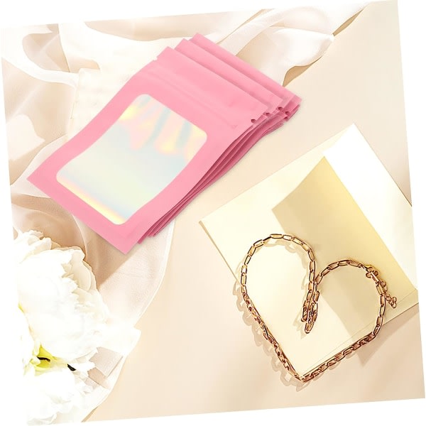 100 stk. Pilleopbevaringspose Gennemsigtige emballageposer Mini Beads Small Bag Organizer Forseglelig Mini Pink pink