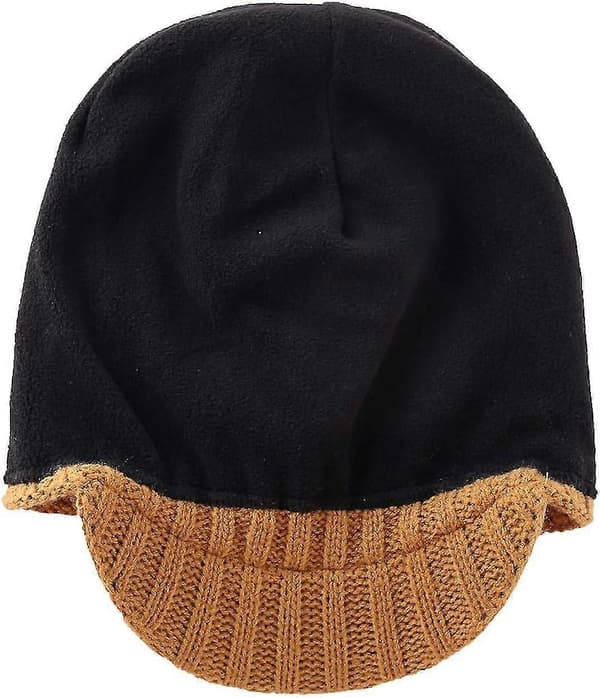 Hatt med skärm för män, vinter, stickad, tjock, utomhus Camel One Size