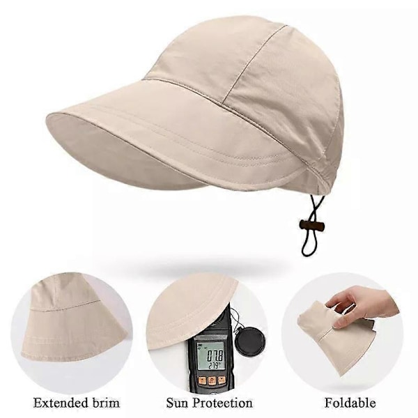 Dam Sommar Bredbrättad Hopfällbar Solhatt Utomhus Anti-UV Strandvisir Orange
