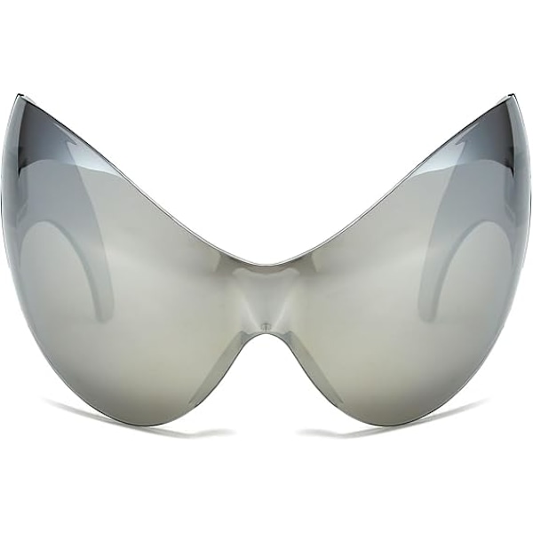Rammeløse Oversized Wrap Around Solbriller til Kvinner Menn, Futuristiske Solbriller y2k Fashion Øyebriller Trendy Shades UV400