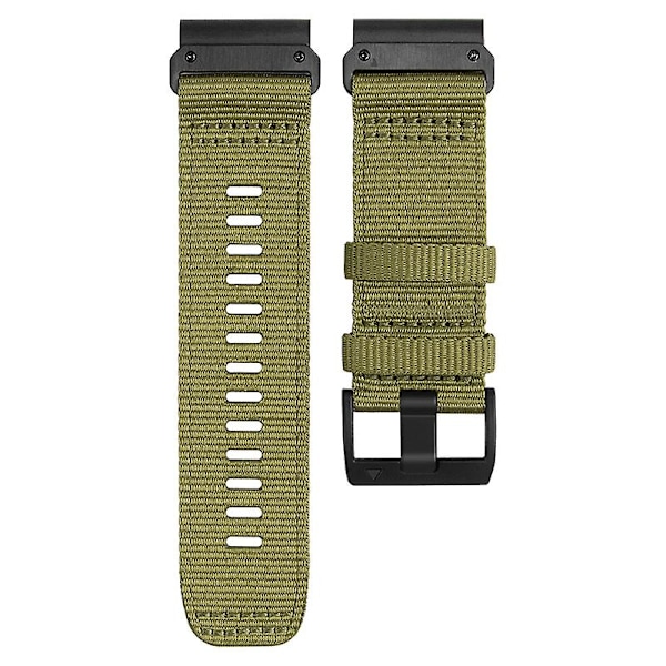 Nylon Canvas Hurtigudløsningsrem til Garmin Tactix 7 Pro / Fenix 7X / 6X Pro, 26 mm Sportsurrem Army Green