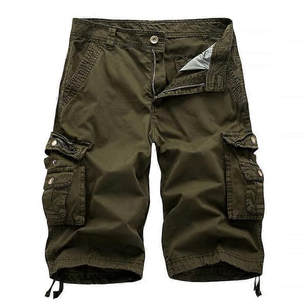 Cargo-shorts for menn, avslappet passform, multi-lommer, utendørs bomullsshorts - Militærgrønn 48