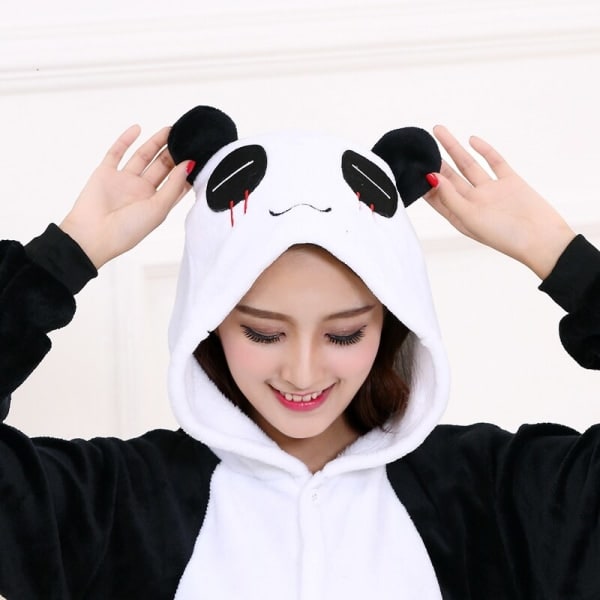 Panda Pyjamas Björnar Onesies Vuxen En-Delad Pyjamas Djur Nattklänning Kvinnor Män Ytterkläder Pojke Flickor Cosplay Kostym Panda Onesies-XL
