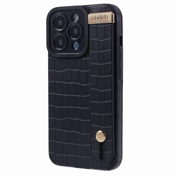 Krokodiltextur Telefonskal för iPhone 15 Pro PU Läder+TPU Skal