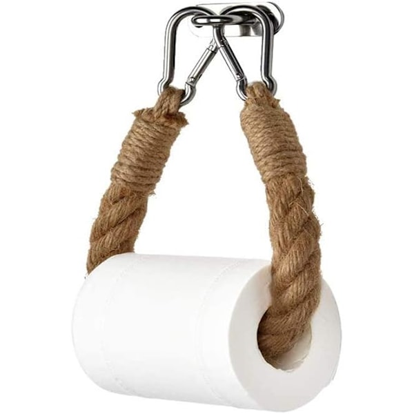 Kraftig reptoalettpappershållare, Shabby Chic toalettpappershållare i jute, nautisk industriell stil, vintage badrum